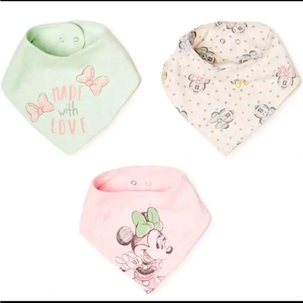Disney Baby Wishes + Dreams Minnie Mouse Baby Bibs 3 Pack NEW